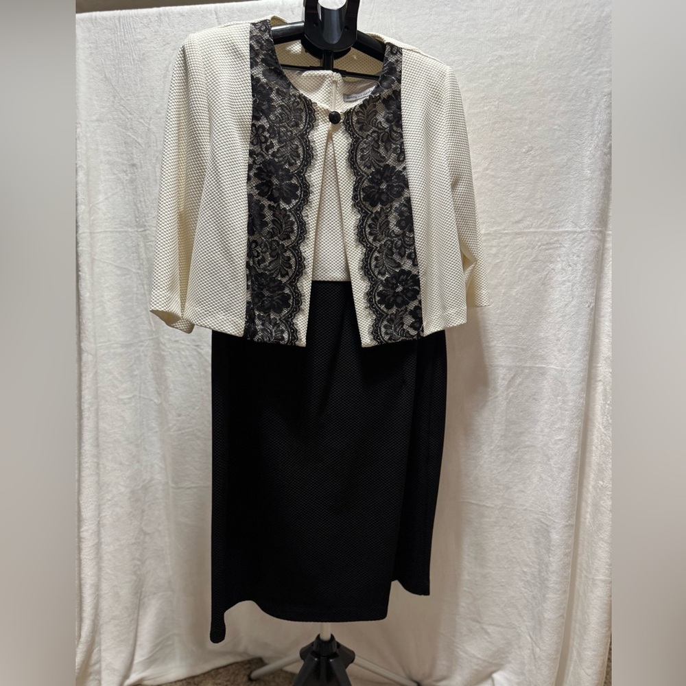 Danny & Nicole Black and Cream Pencil Skirt & Jacket